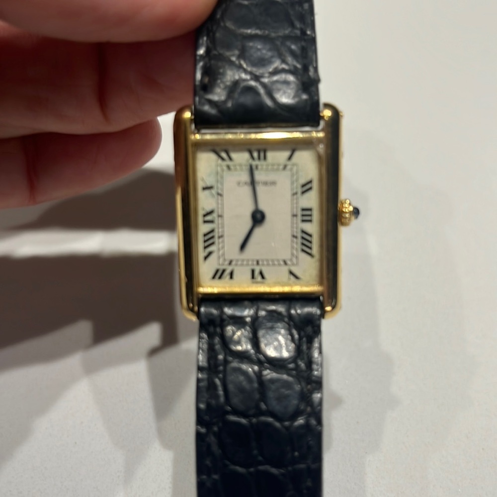 18k Cartier Watch Black Croc Band